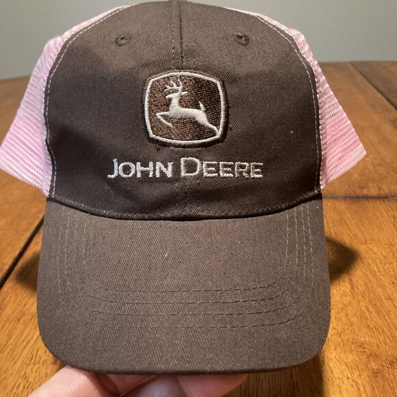 JOHN DEERE Brown & Pink Trucker Style Cap/Hat Snapback - Picture 1 of 7